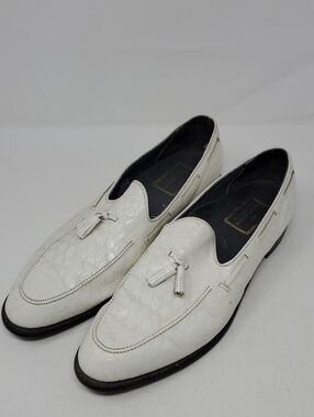 Stuart McGuire White Tassel Slip-On Loafers for Men Size 15